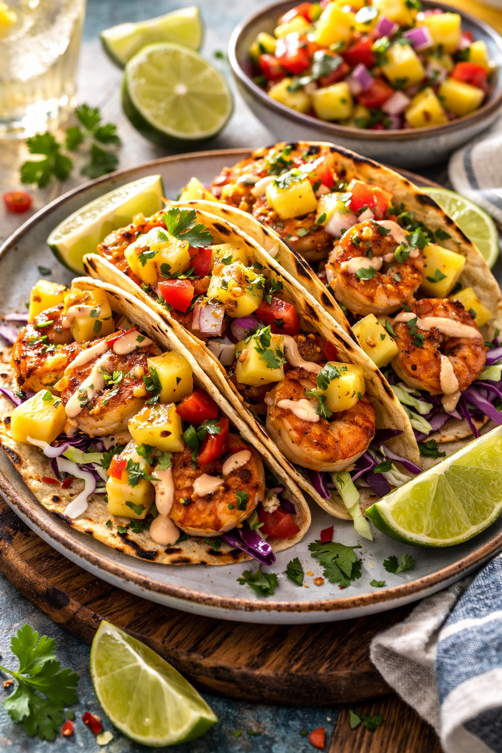 Shrimp Tacos with Pineapple Salsa