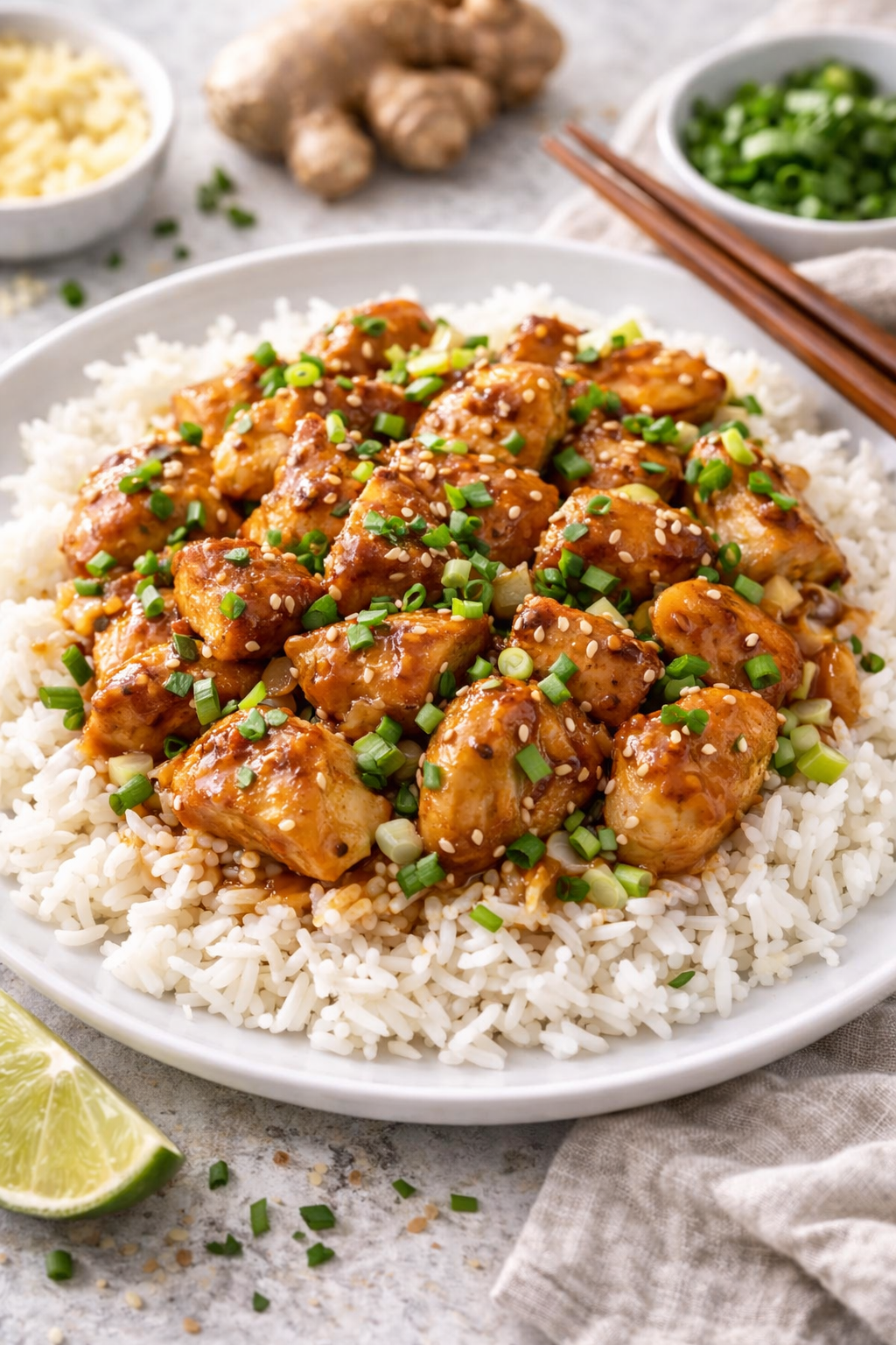 Ginger Garlic Chicken with Jasmine Rice