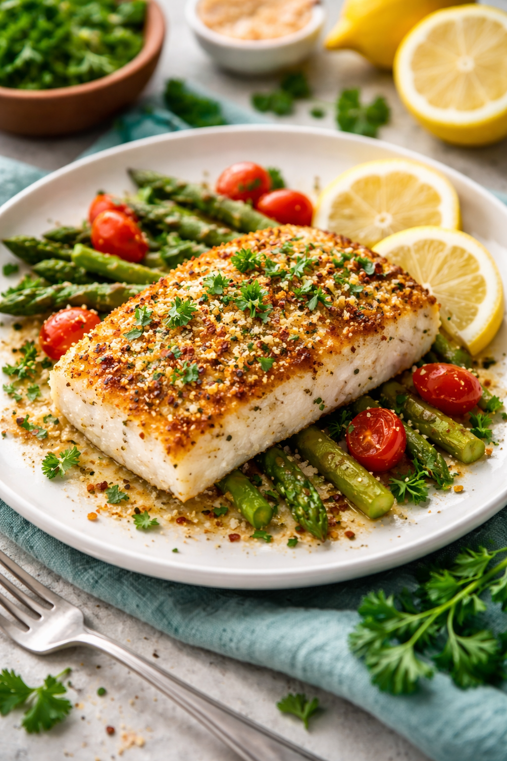 Parmesan-Crusted Halibut