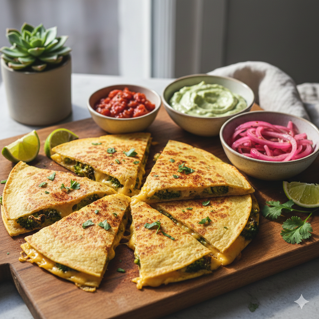 Quesadilla with Mozzarella and Broccoli