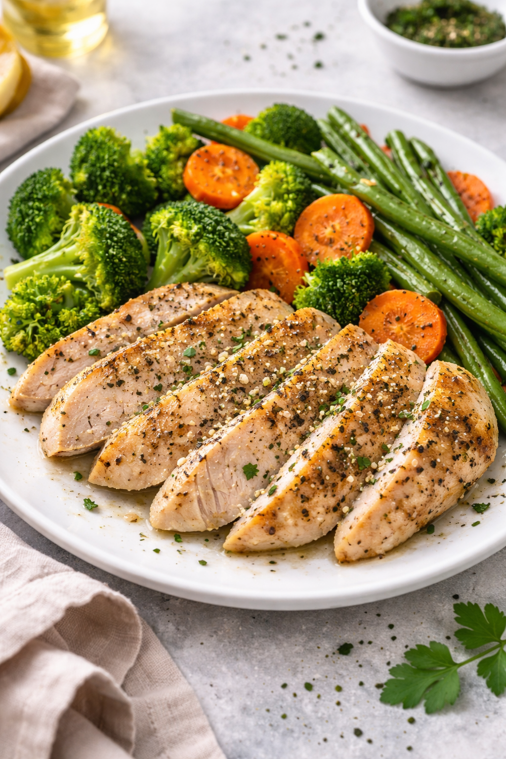 Italian Herb Turkey Breast with Steamed Vegetables